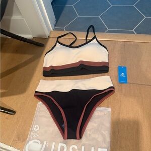 Cupshe Cream and Black Ribbed Top